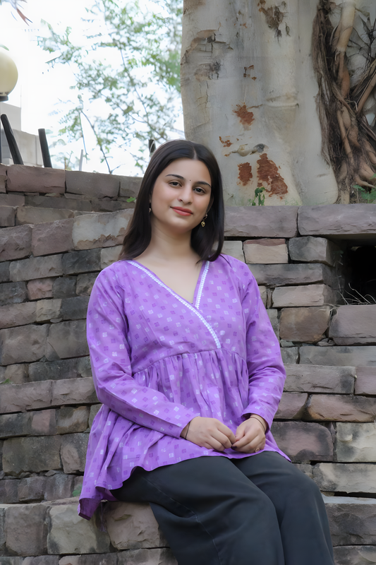 🪻Lavender Grace Peplum Kurti