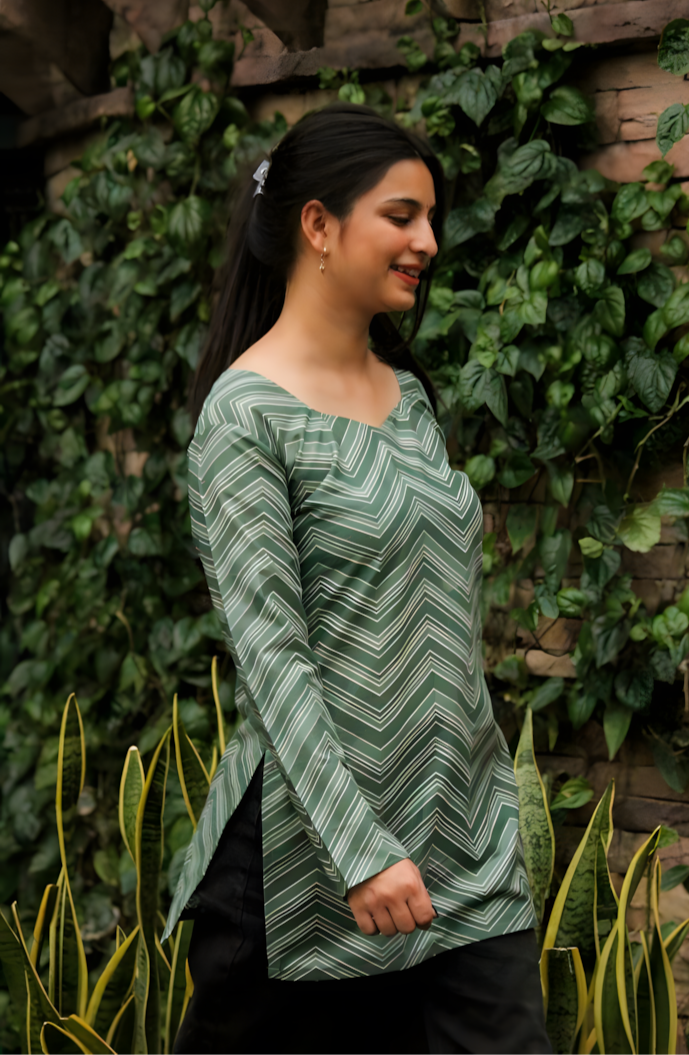 💚Mint Wave Cotton Kurti