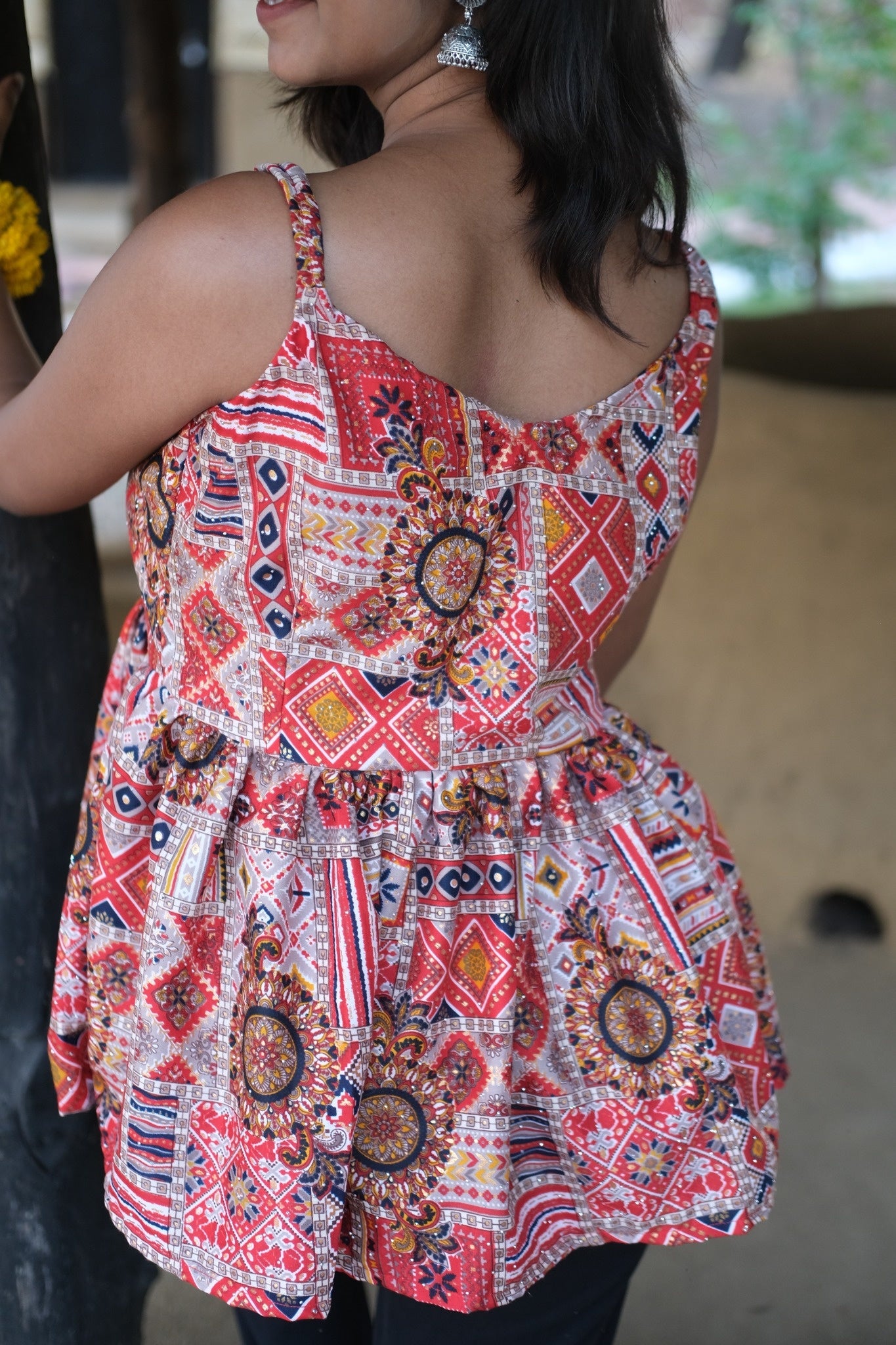 ❤️Red Indie Bloom Sleeveless Short Kurti