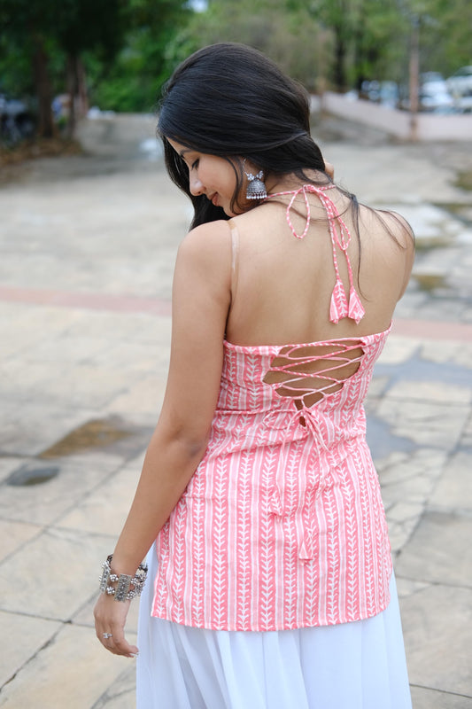 🩷Gulabi Noor Back-Tie Kurti