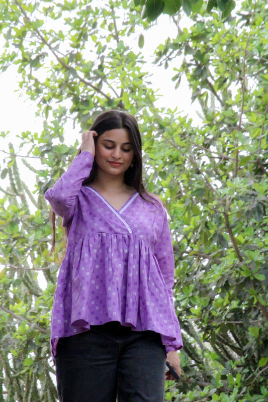 🪻Lavender Grace Peplum Kurti