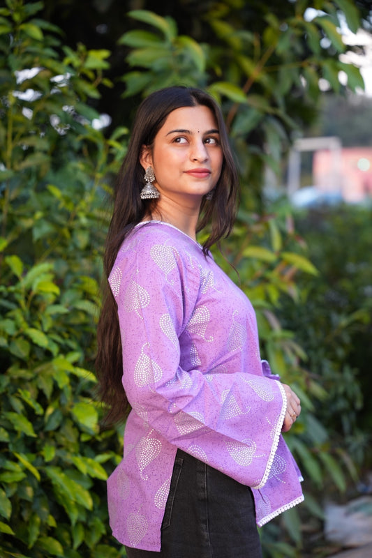 ❤️Lavender Breeze Handblock Cotton Kurti