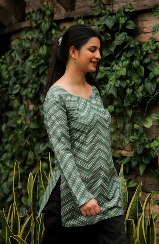 💚Mint Wave Cotton Kurti