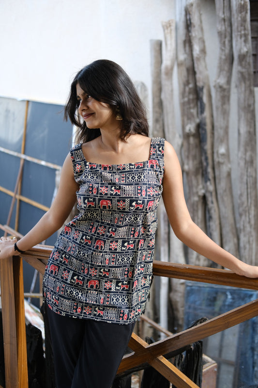 Vanya Handcrafted Tribal Print Cotton Kurti